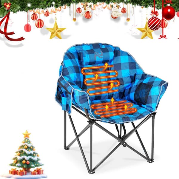 Oversized Heated Camping Chair Portable Folding Moon Saucer Chair with 3 Heat Levels Patio Lounge Chairs for Camping