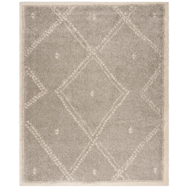 SAFAVIEH Arizona Shag Gray/Ivory 8 ft. x 10 ft. Border Area Rug