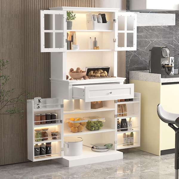 FUFU&GAGA 6-door Kitchen Pantry Cabinet Storage Hutch with Microwave Stand  in the Dining & Kitchen Storage department at