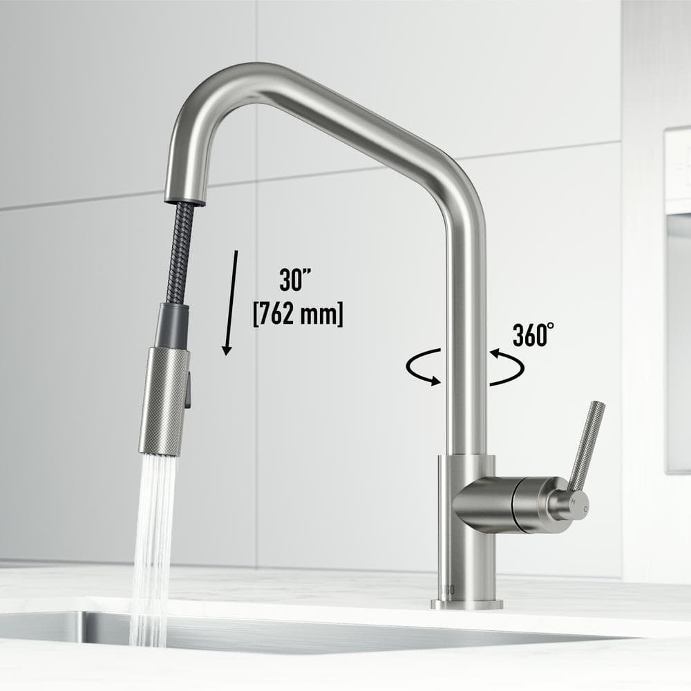 Stainless Steel High Arc Pull-Down Kitchen Faucet with Spray