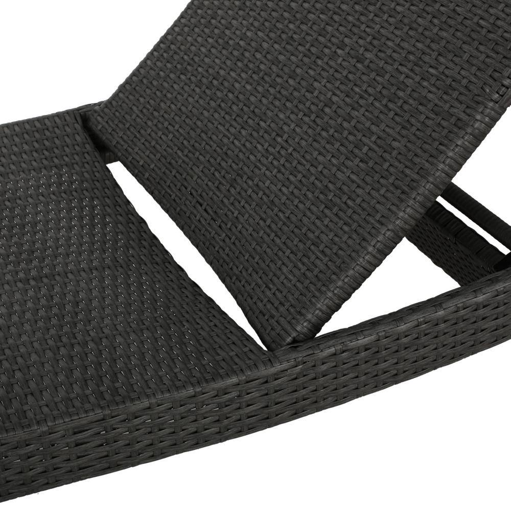 Gray Wicker Armless Outdoor Chaise Lounge with Adjustable Recline