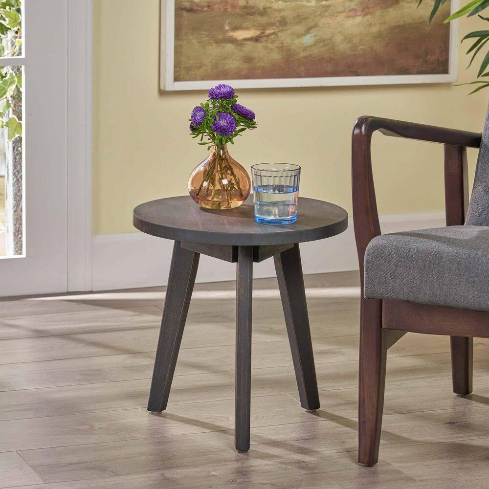 Round Acacia Wood Outdoor Side Table, Patio Side Tables, Small End ...