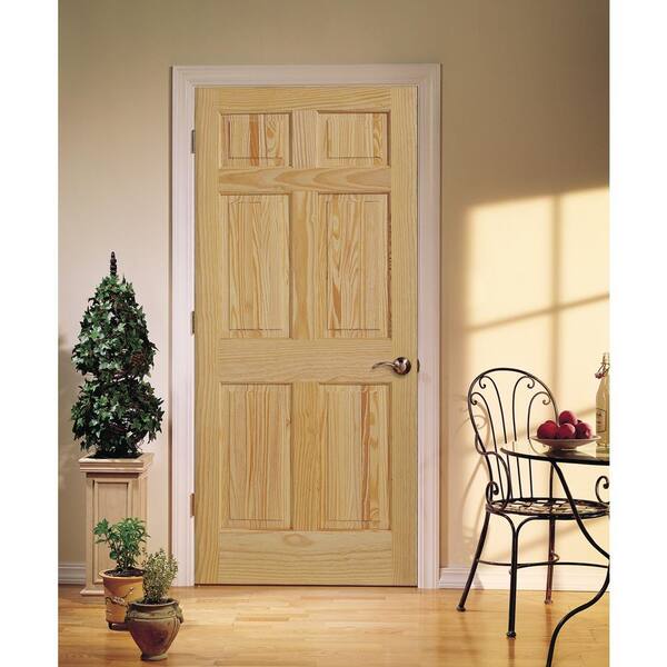 JELD-WEN 36 in. x 80 in. Pine Unfinished Right-Hand 6-Panel Wood