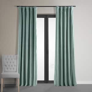 Blue Signature Velvet Blackout Curtain - 50 in. W x 120 in. L Rod Pocket with Back Tab Single Velvet Curtain Panel
