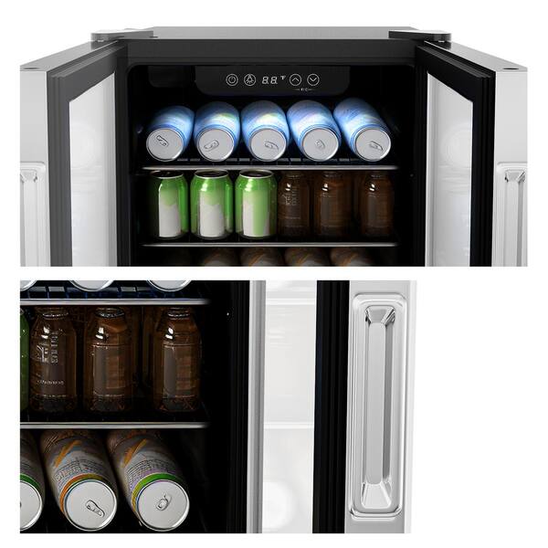 Euhomy Beverage Refrigerator and Cooler, 110 Can Mini fridge with Glass  Door, Small Refrigerator with Adjustable Shelves for Soda Beer or Wine