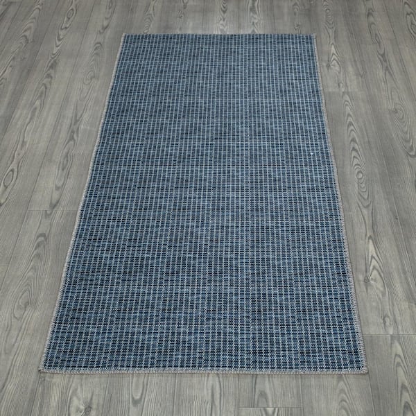 Non Shedding Washable Wrinkle-free Cotton Flatweave Solid 3x6 Indoor Area Rug, 2 ft. 7 in. x 6 ft., Navy