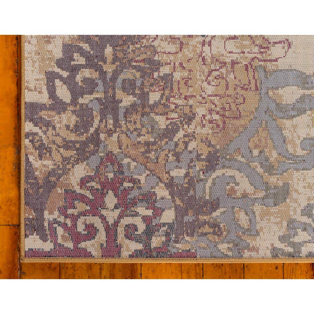 Braided Geometric Blue and Beige 5' x 8' Synthetic Indoor Rug
