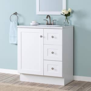 Project Source 30-in Gray Single Sink Bathroom Vanity with White Cultured  Marble Top in the Bathroom Vanities with Tops department at