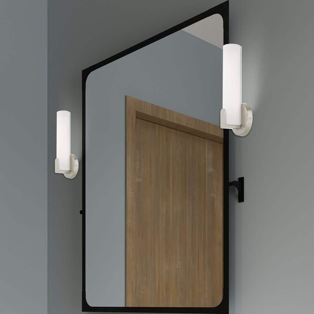 Lund 10W LED Brushed Nickel Wall Sconce with Satin White Shade