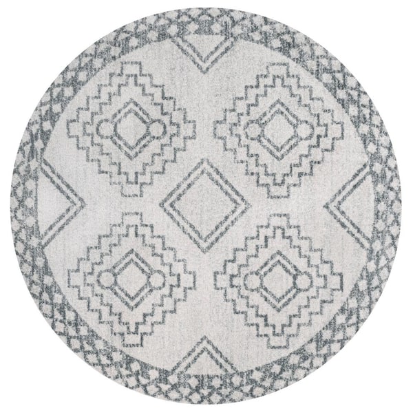 Amir Moroccan Beni Souk Cream/Gray 9 ft. Round Area Rug