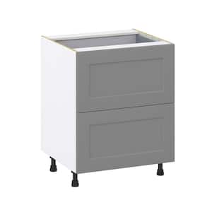 Bristol Painted 27 in. W x 34.5 in. H x 24 in. D Slate Gray Shaker Assembled Base Kitchen Cabinet with 3-Drawers