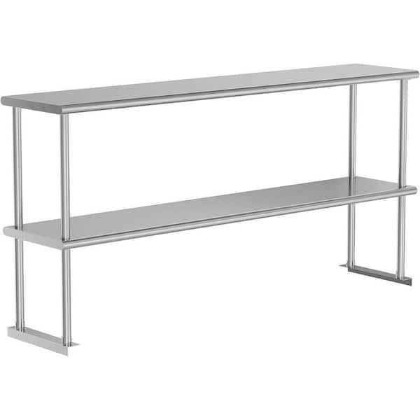 Adrinfly 2-Tier Stainless Steel Double Overshelf, 12 in. x 60 in. 330lb Capacity Kitchen Prep Table in Restaurant, Home