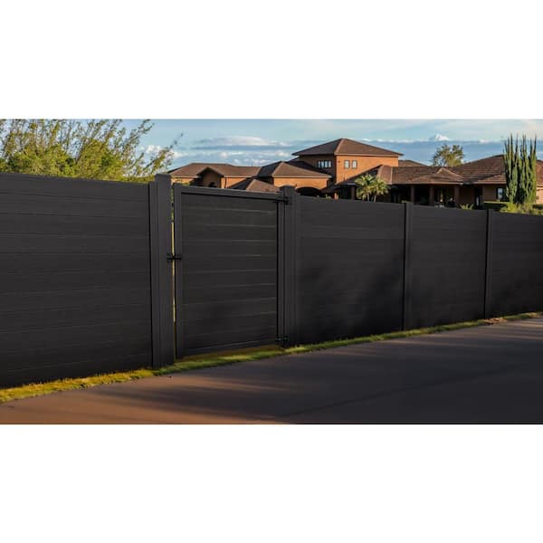 Composite Modern Horizontal Privacy Full Size Fence (6 ft. H x 6 ft. W) Raven (Black)
