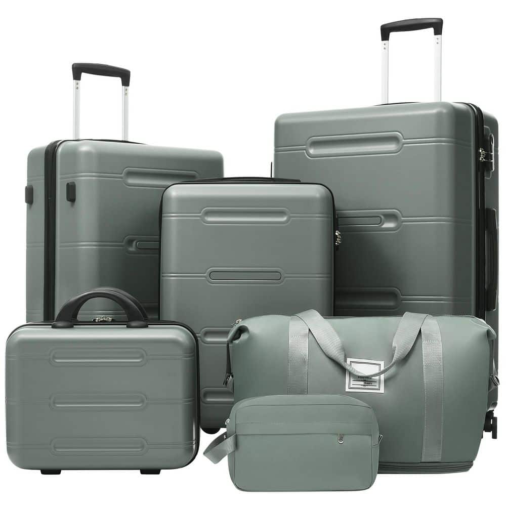Merax 6-Piece Army Green ABS Hardshell Spinner 20/24/28 Luggage
