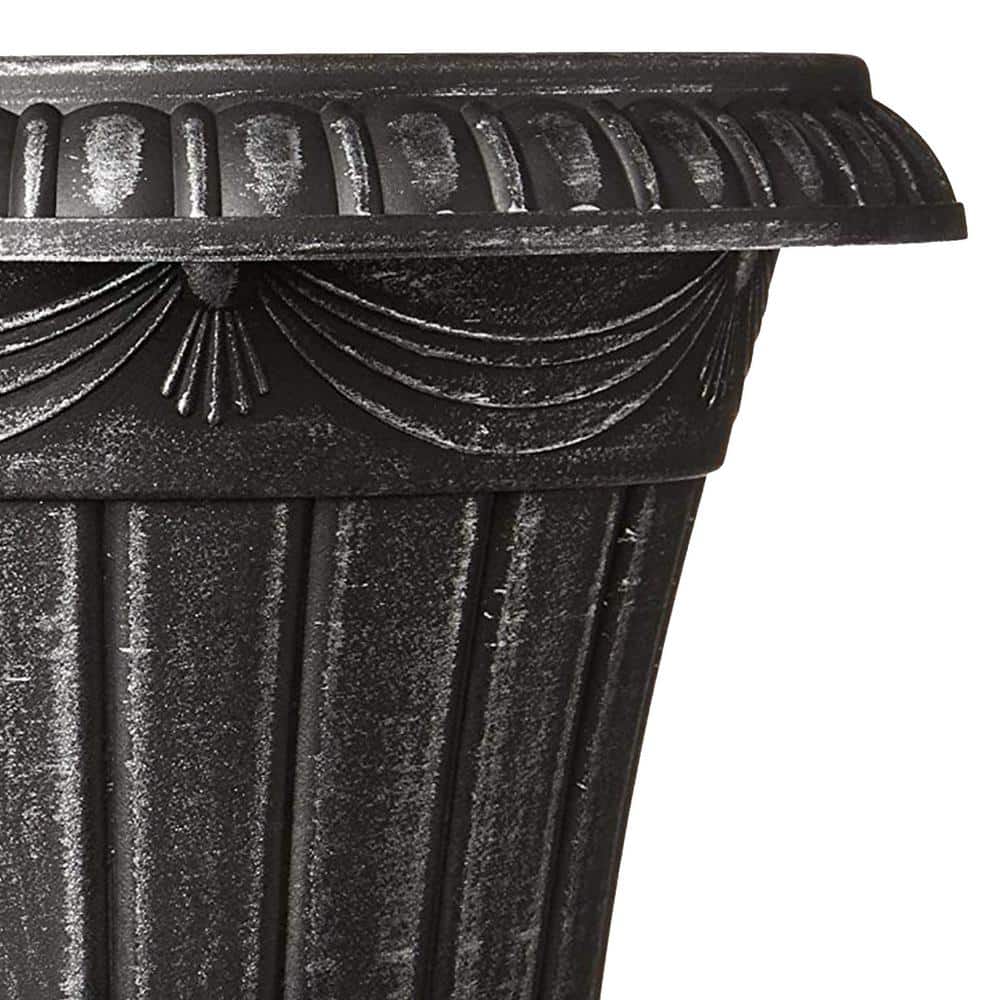 Classic 10" x 12" Brushed Silver Plastic Urn Planter