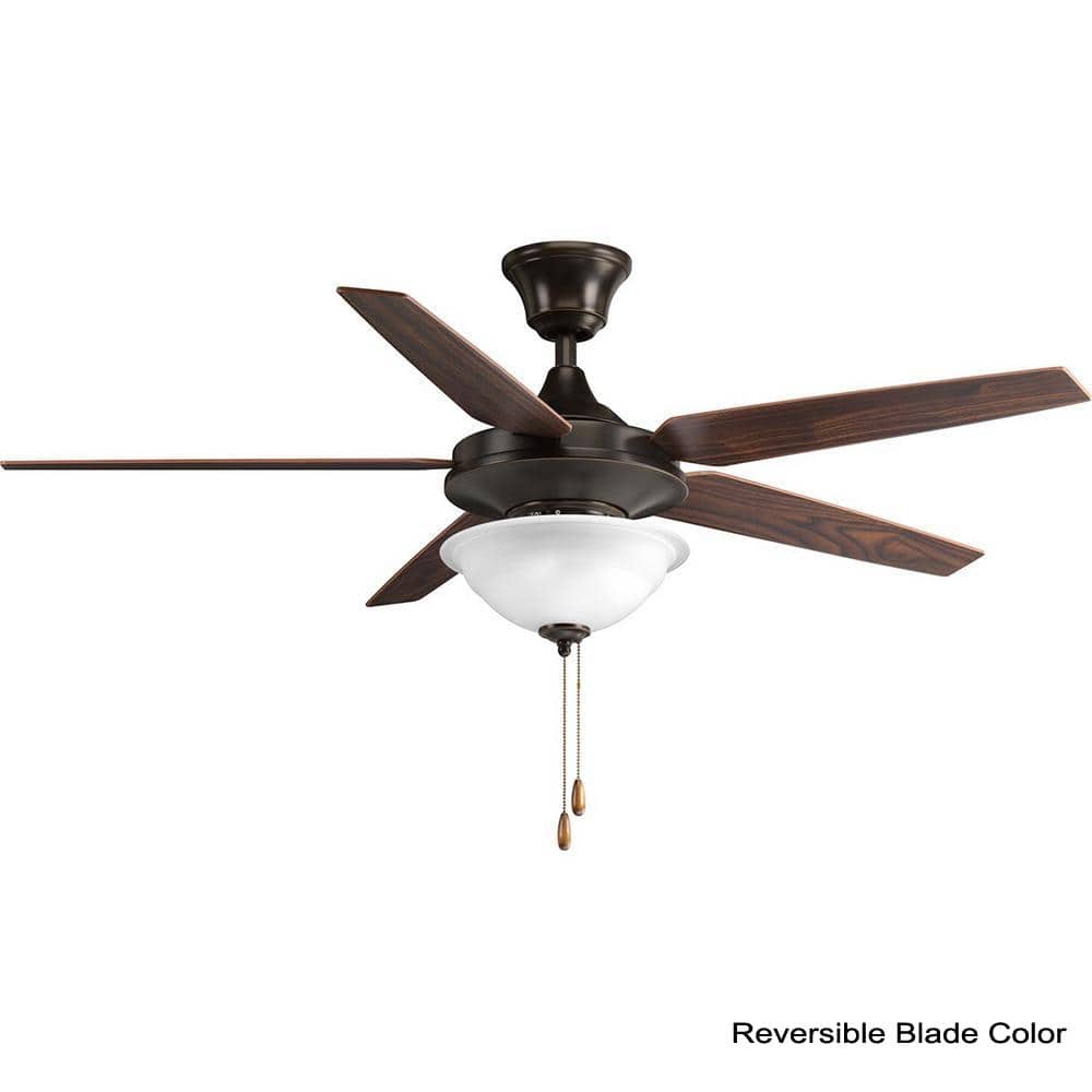 54" Antique Bronze Ceiling Fan with Reversible Wood Blades