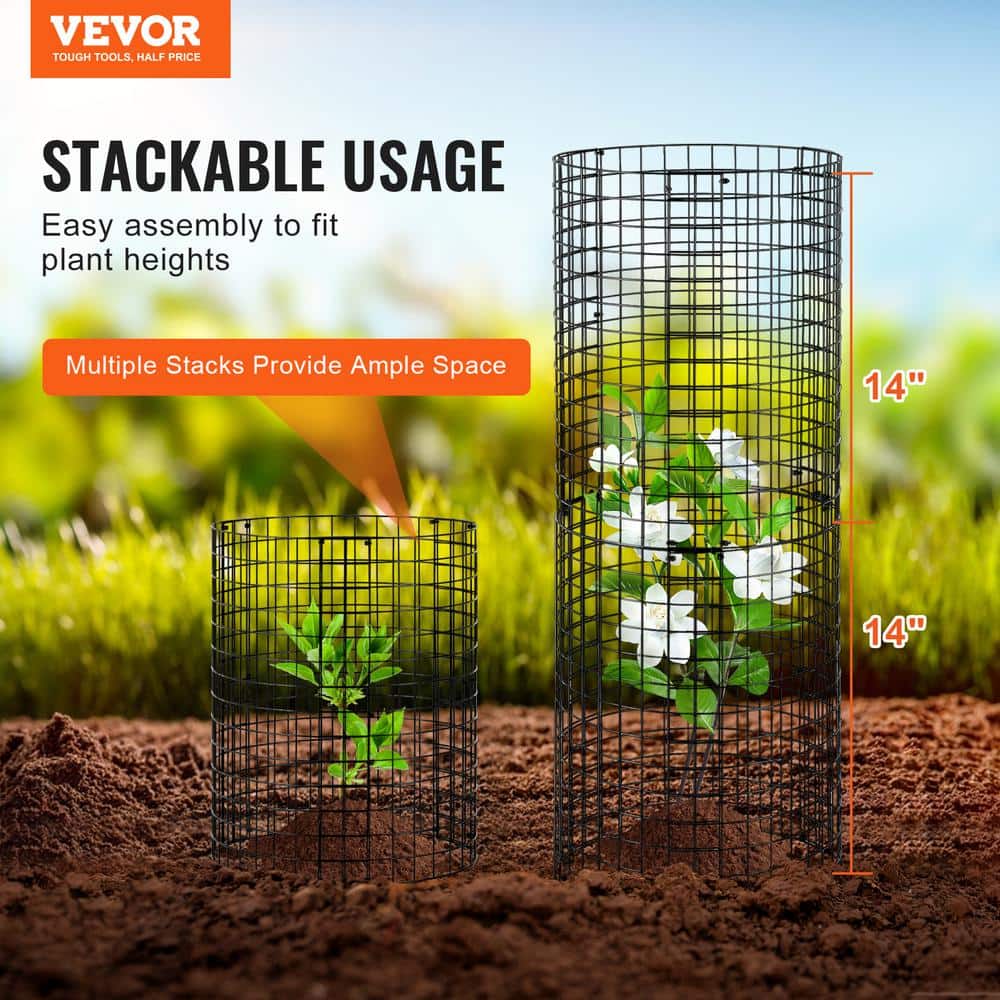 Black Metal Mesh Plant Protector Cage Set