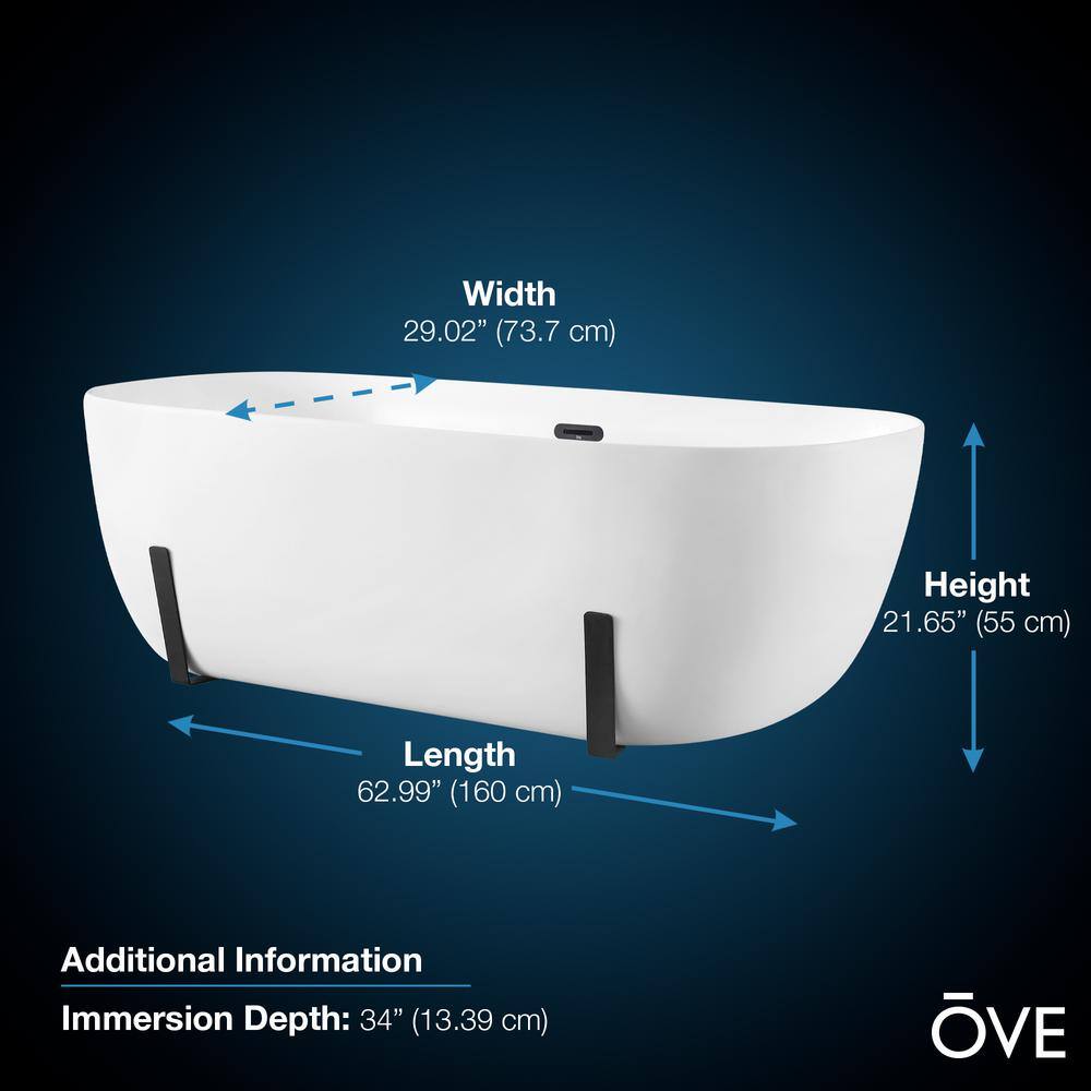 White Acrylic Freestanding Soaking Bathtub with Black Faucet