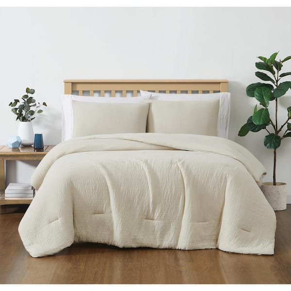 Truly Soft Cozy Gauze Beige King 3-Piece Microfiber Comforter Set