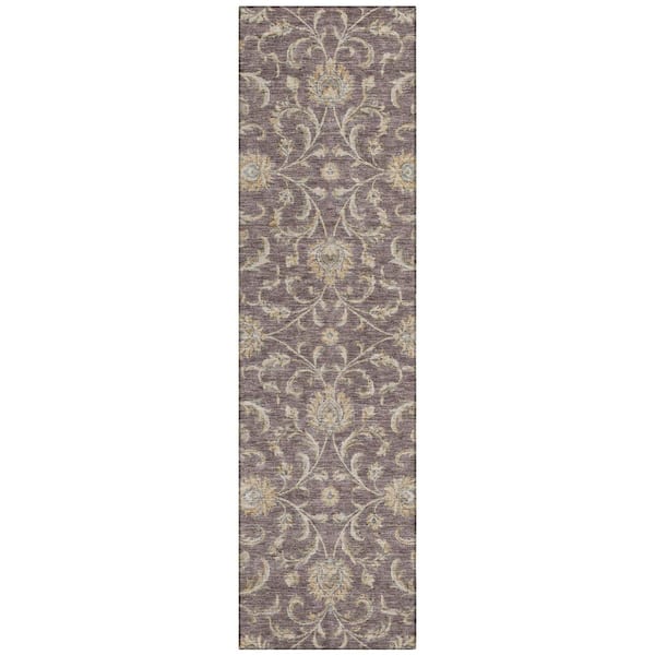 Chantille Machine Washable Indoor/Outdoor Abstract ACN3078 Plum 2 ft. x 7 ft. Runner Rug