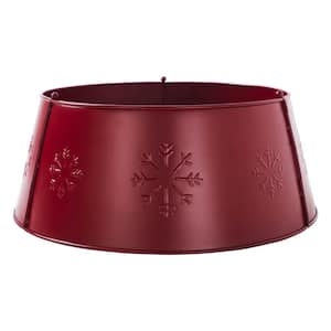 Seasons Crest 20 in. Burgundy Snowflake Metal Christmas Tree Collar