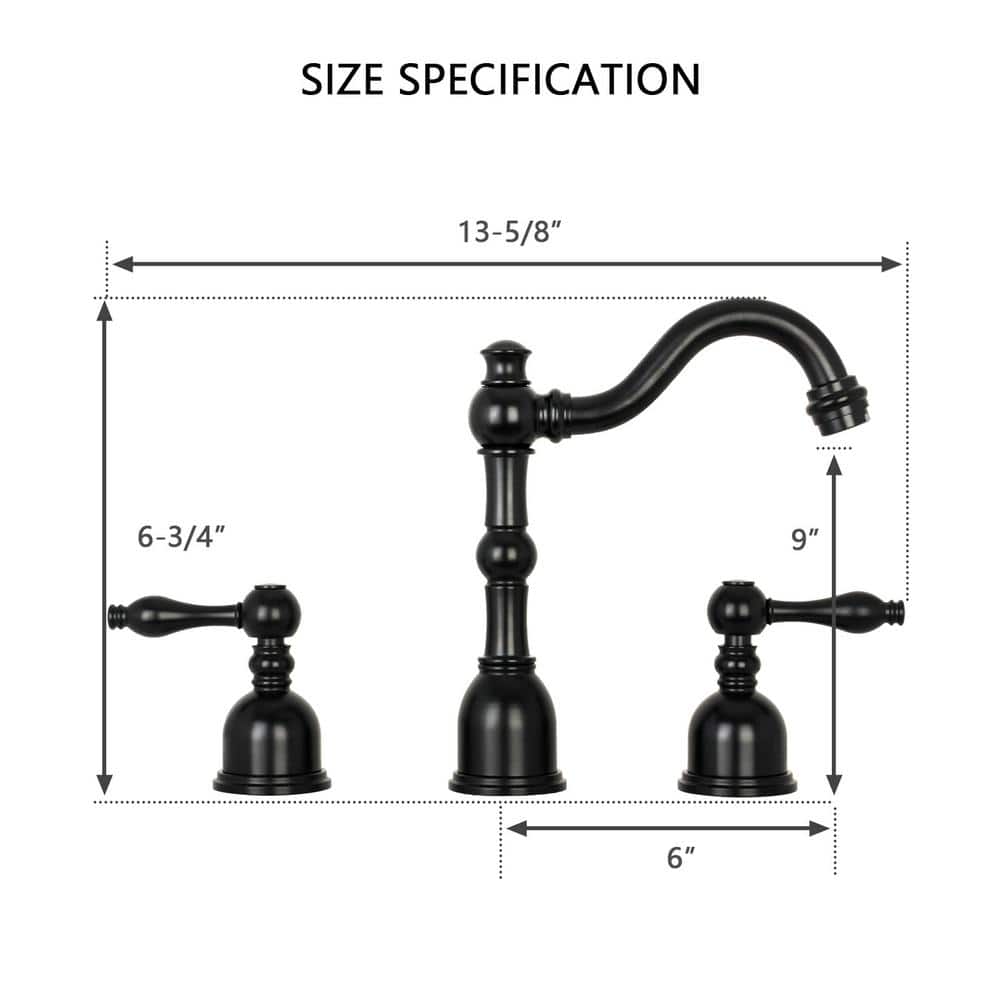Matte Black Brass Widespread Two-Handle Bathroom Faucet