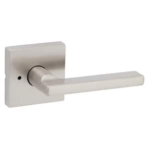Halifax Square Satin Nickel Privacy Bed/Bath Door Handle with Lock