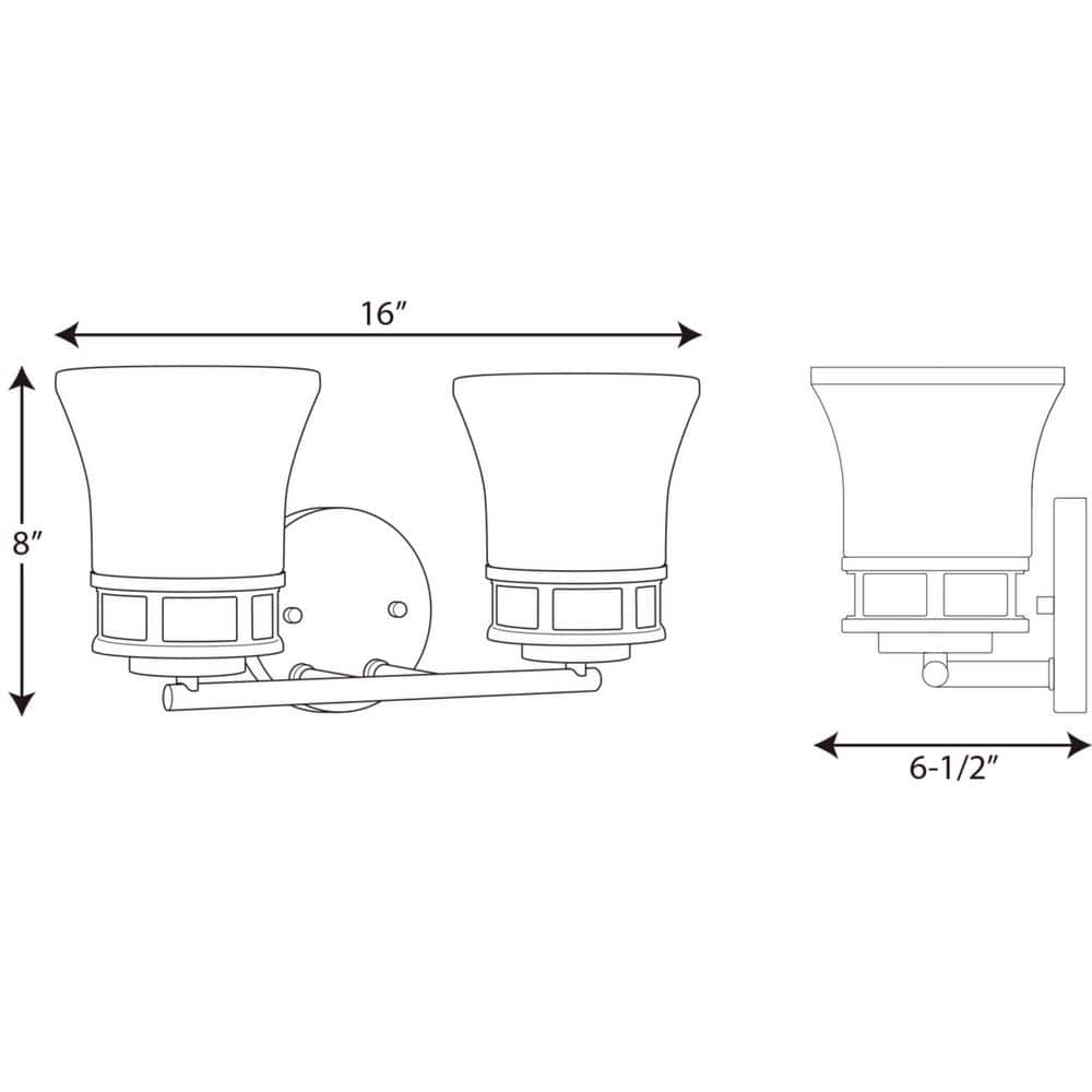 Cascadia 2-Light Polished Chrome Bath Vanity with Etched Glass Shades