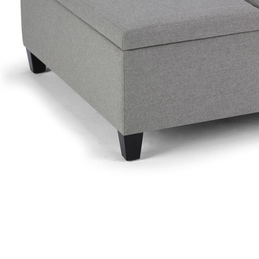 Ellis 36" Dove Grey Linen Look Fabric Coffee Table Ottoman