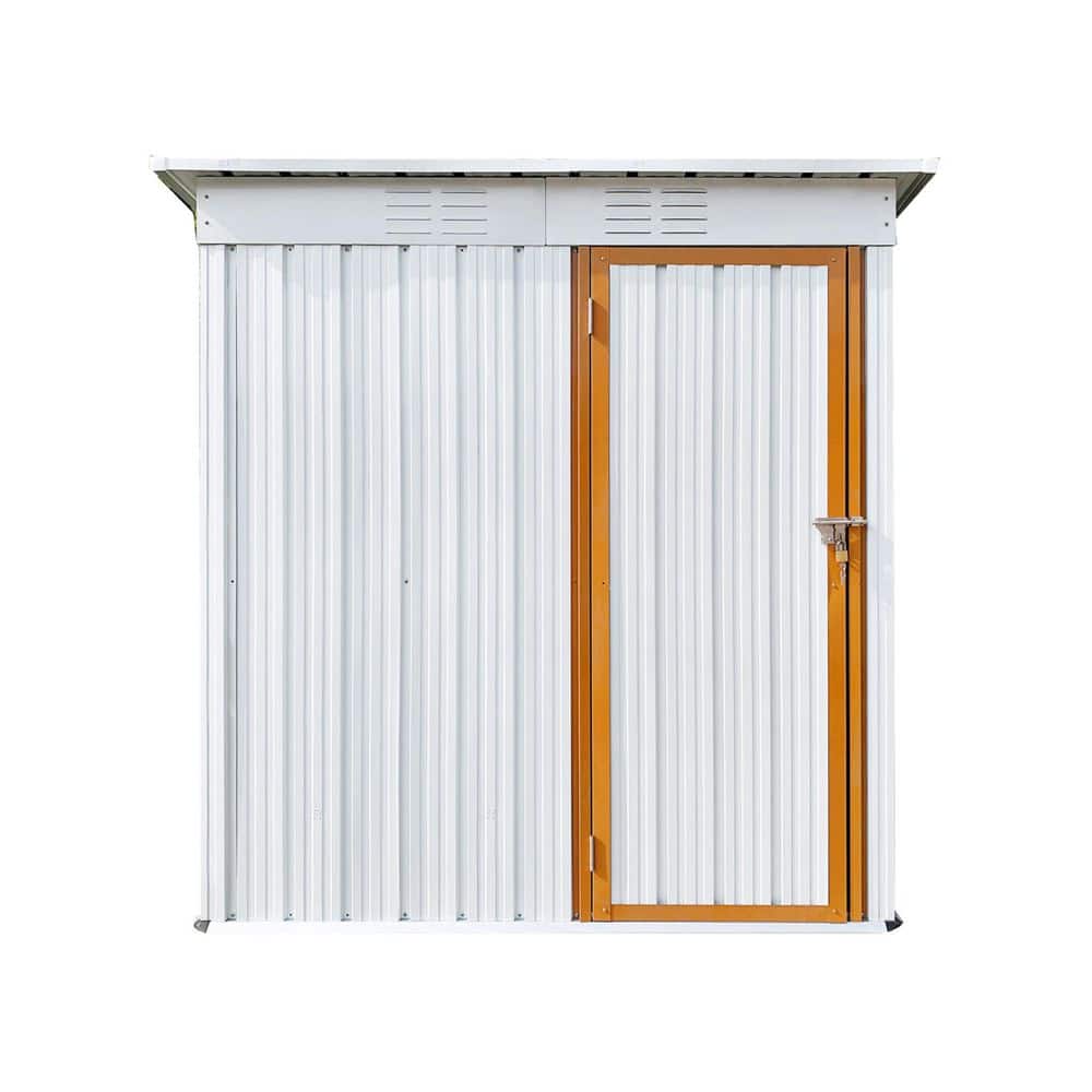 5 ft. W x 4 ft. D White Metal Frame Garden Storage Shed with Punched Vents,