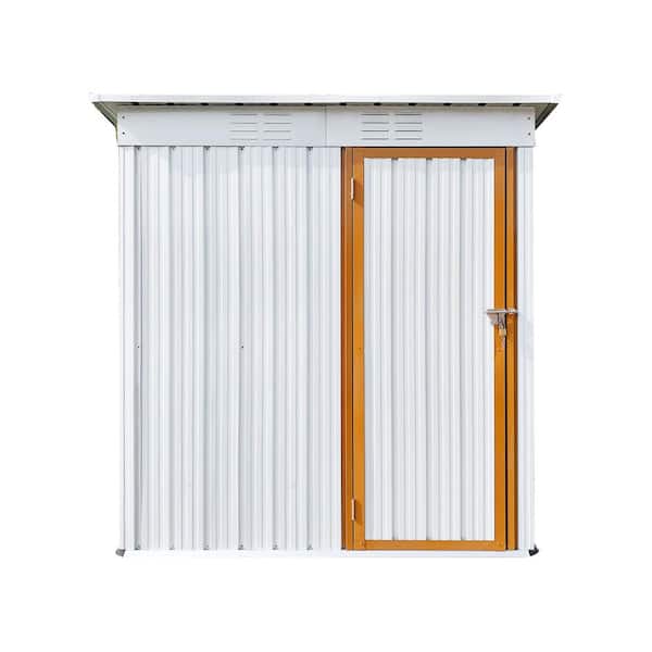 Unbranded 5 ft. W x 4 ft. D White Metal Frame Garden Storage Shed with Punched Vents, Hinged Door and Padlock, 20 sq. ft.