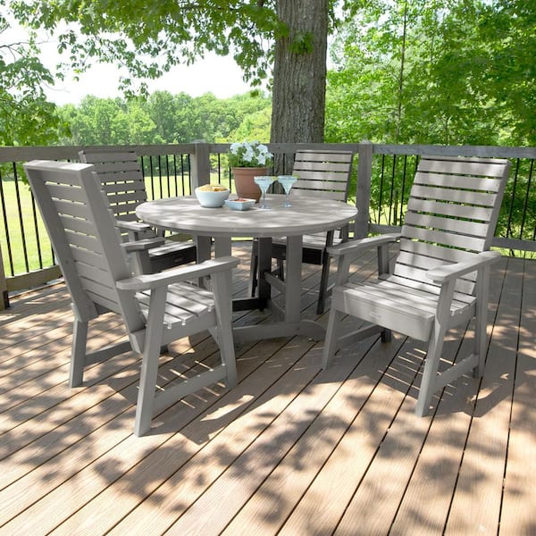 Highwood Weatherly Harbor Gray 5-Piece Recycled Plastic Round Outdoor Dining Set