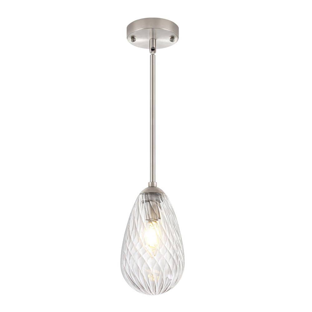1-Light Modern Nickel Teardrop Glass Pendant Light with Woven Texture Shade for Kitchen Bedroom Hallway price history on PriceWatchPro