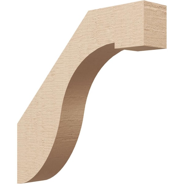 Ekena Millwork 3 in. x 16 in. x 16 in. Del Monte Rough Cedar Woodgrain Timberthane Polyurethane Knee Brace, Primed