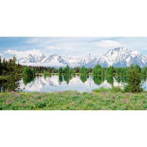 Mountain Lake View - Weather Proof Scene for Window Wells or Wall Mural - 54 in. x 27 in.