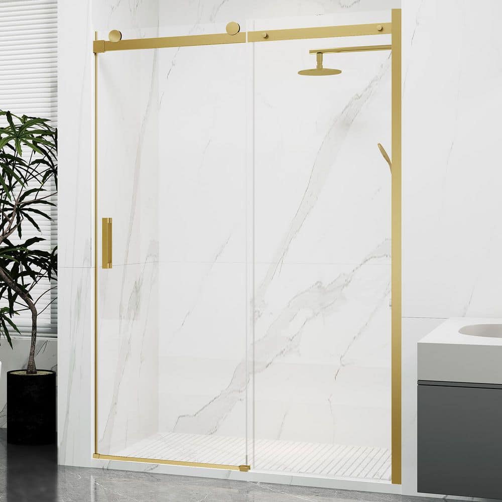 ANZZI SDHDX Brushed Gold 48 in. W x 76 in. H Frameless 5/16 in