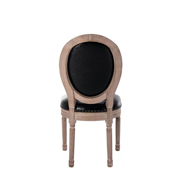 GOJANE Black and Gold Leatherette Dining Chair with Oval Backrest