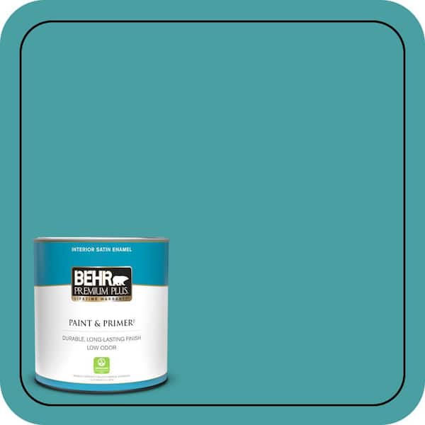 BEHR PREMIUM PLUS 1 qt. #M460-5 Aqua Fresco Satin Enamel Low Odor Interior Paint & Primer