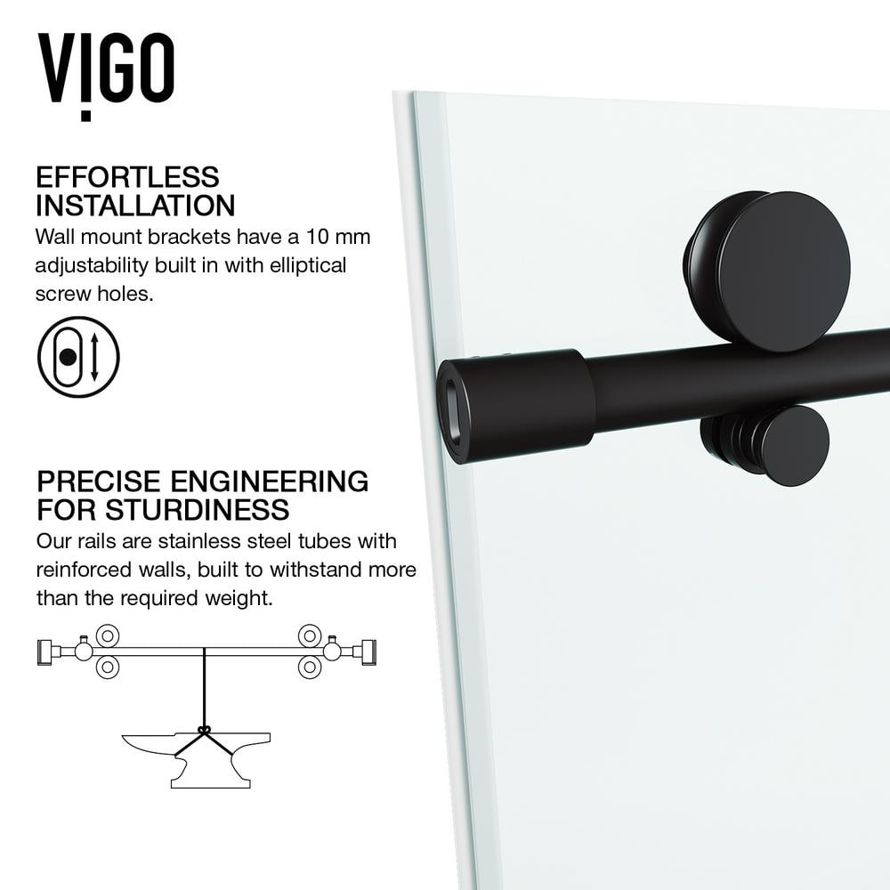 Elan E-Class 64" Matte Black Frameless Sliding Shower Door