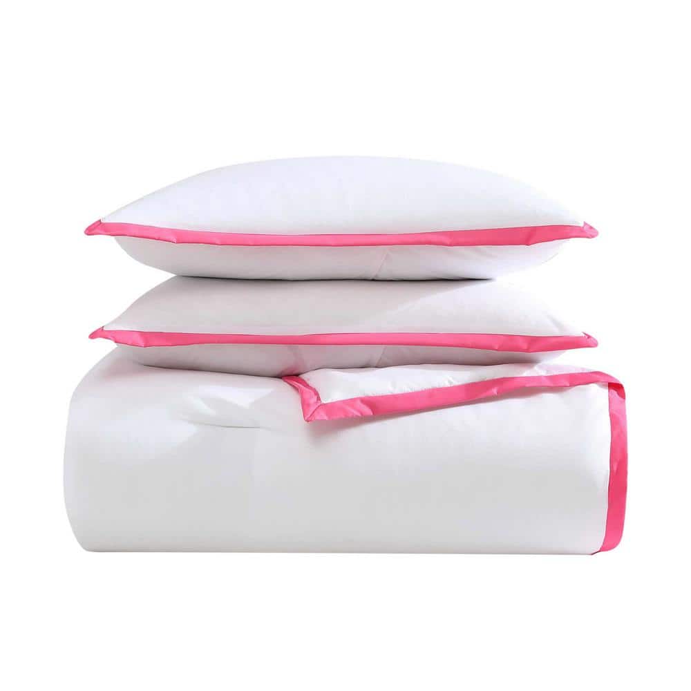 King Pink and White Reversible Microfiber Bedspread Set