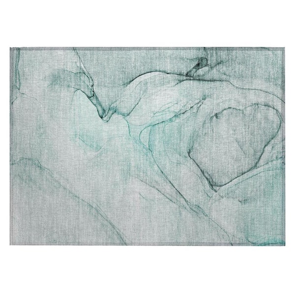 Teal 2 ft. x 3 ft. Abstract Indoor/Outdoor Area Rug