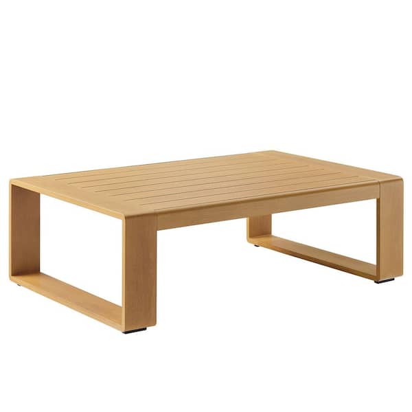 Lirienne Aluminum Faux Wood Outdoor Coffee Table in Natural