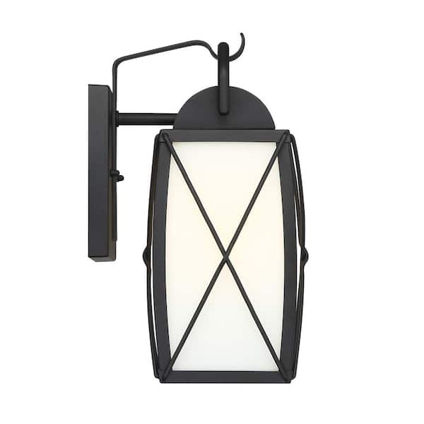 Designers Fountain Fairlington 13 in. Black 1-Light Outdoor Line Voltage Wall Sconce with No Bulb Included
