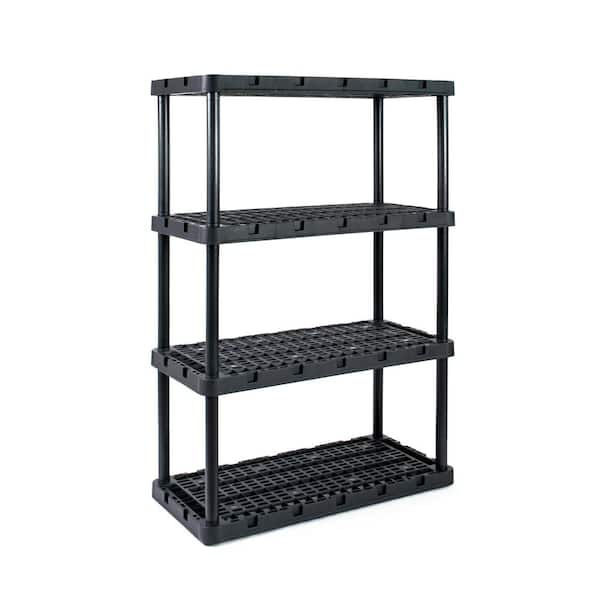 GRACIOUS LIVING Knect A Shelf Black Heavy Duty 4-Shelf 4-Tiers Shelving Interlocking Storage Unit (18 in. x 36 in. x 54.50 in.)