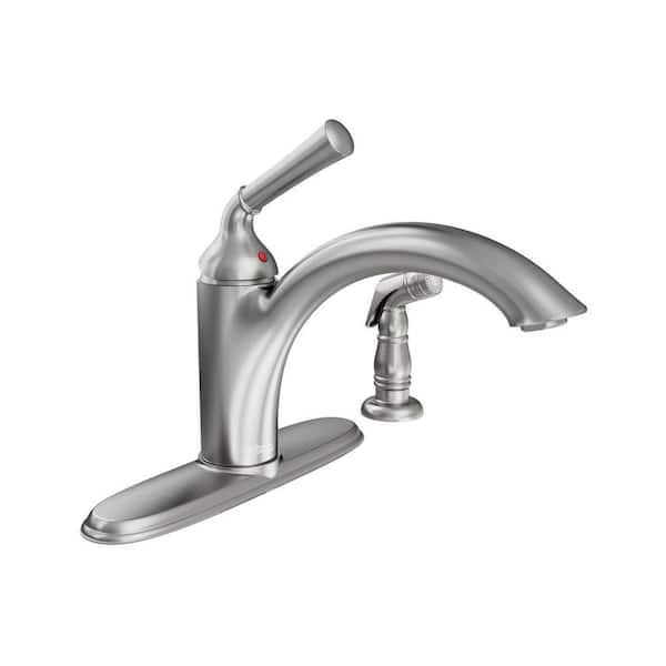 American Standard Portsmouth Single-Handle Standard Kitchen Faucet with Side Sprayer and Cast Brass Spout 1.5 gpm in Stainless Steel