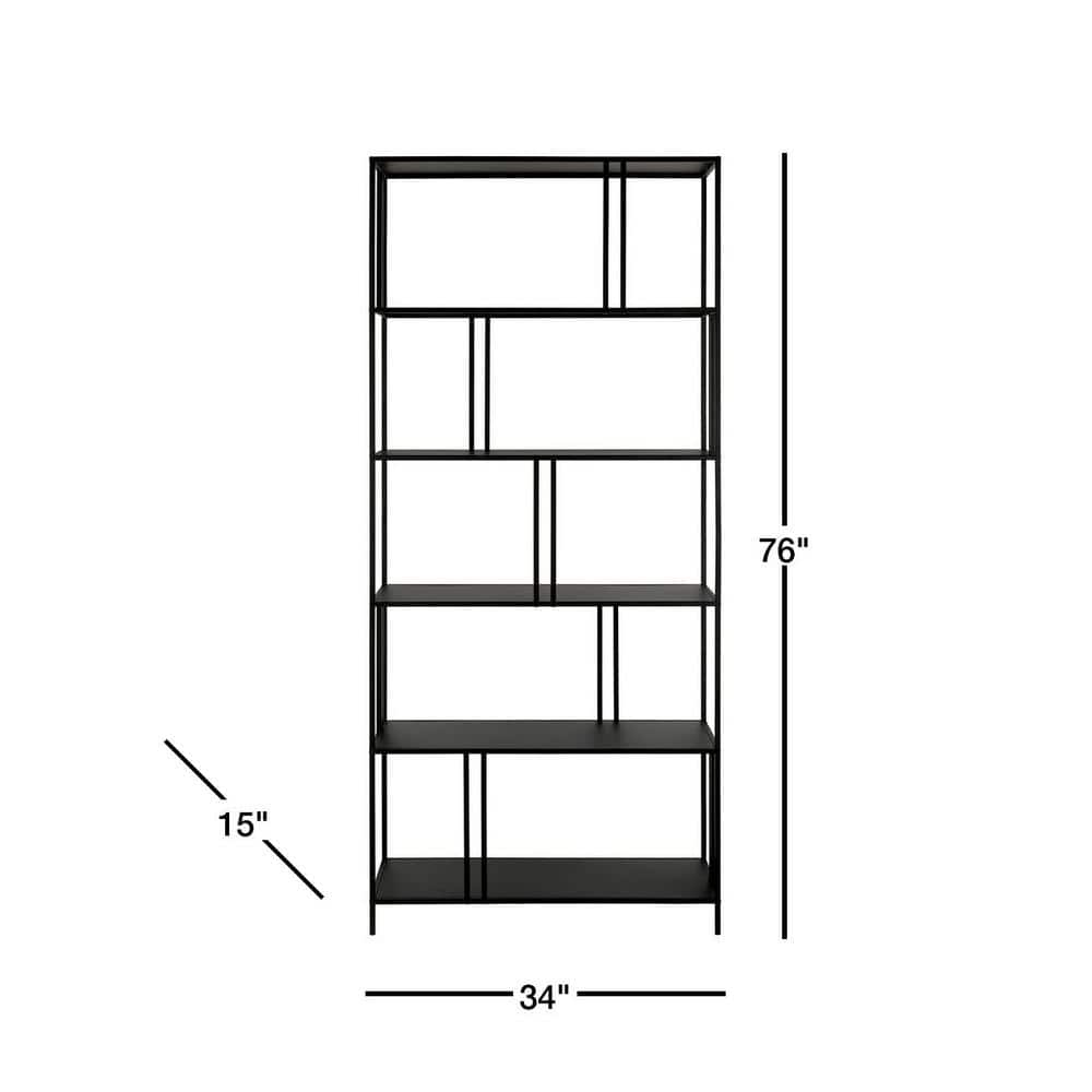 Industrial Blackened Bronze 5-Tier Staggered Bookcase