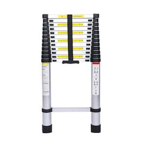 15.4 ft. Aluminum Collapsible Extension Ladder for Household and Outdoor Work, 330 lbs. Load Capacity