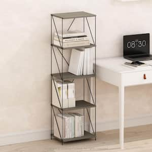 Wire 53.74 in. Tall Finn Oak Wood 5-Shelf Metal Frame Bookcase