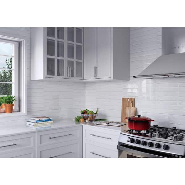 Fatto Light 12 in. x 36 in. Glossy Ceramic Wall Tile (17.44 sq. ft./case)