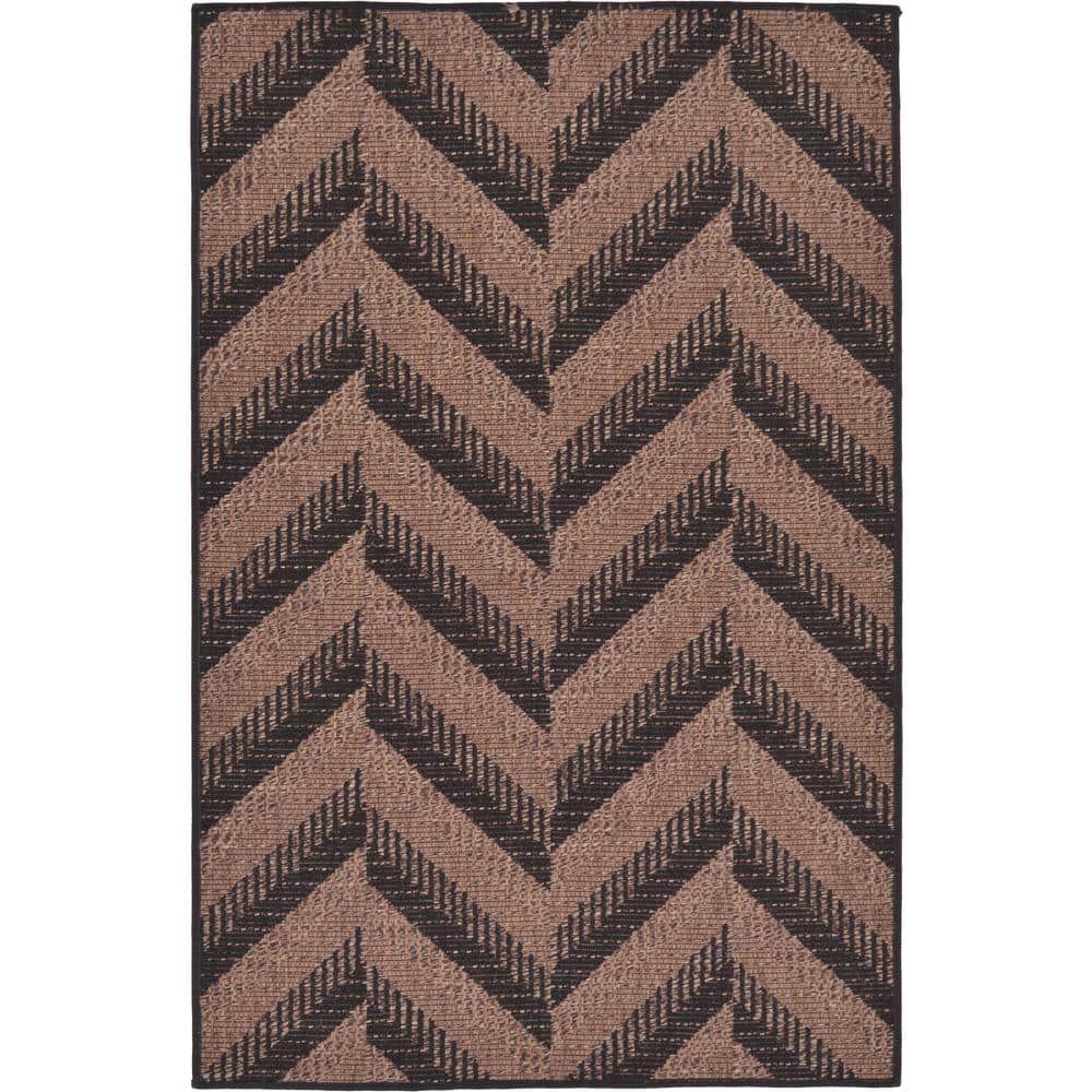 Outdoor Chevron Brown 3' 3 x 5' 0 Area Rug price history on PriceWatchPro
